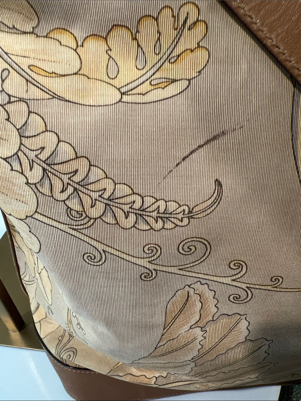 Salvatore Ferragamo Brown and Cream Floral Tote - Picture 11 of 17